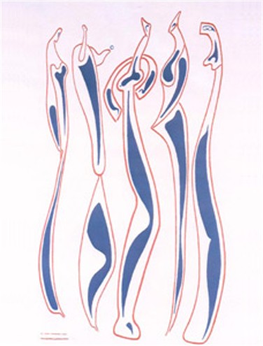 Image - Alexander Archipenko: Five Figures (silk screen) (1952)